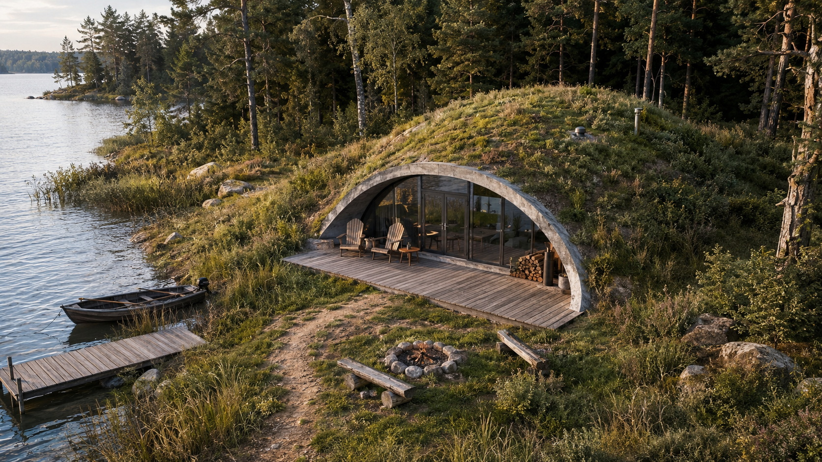 Бетонные купола GEODOMAS и зелёные кровли