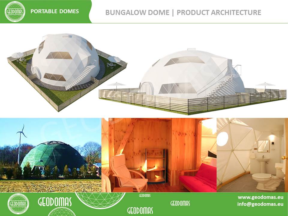 Laikinų konstrukcijų mobilus motelis | 26 kambarių Kupolas 300m² Ø16m