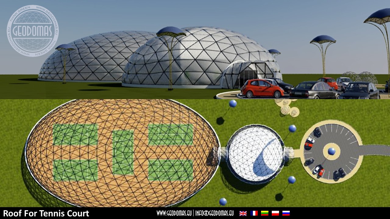 648m2 Teniso Aikštelės Kupolinė Stoginė 36x18x7,4m | Kupolai kortų uždengimui