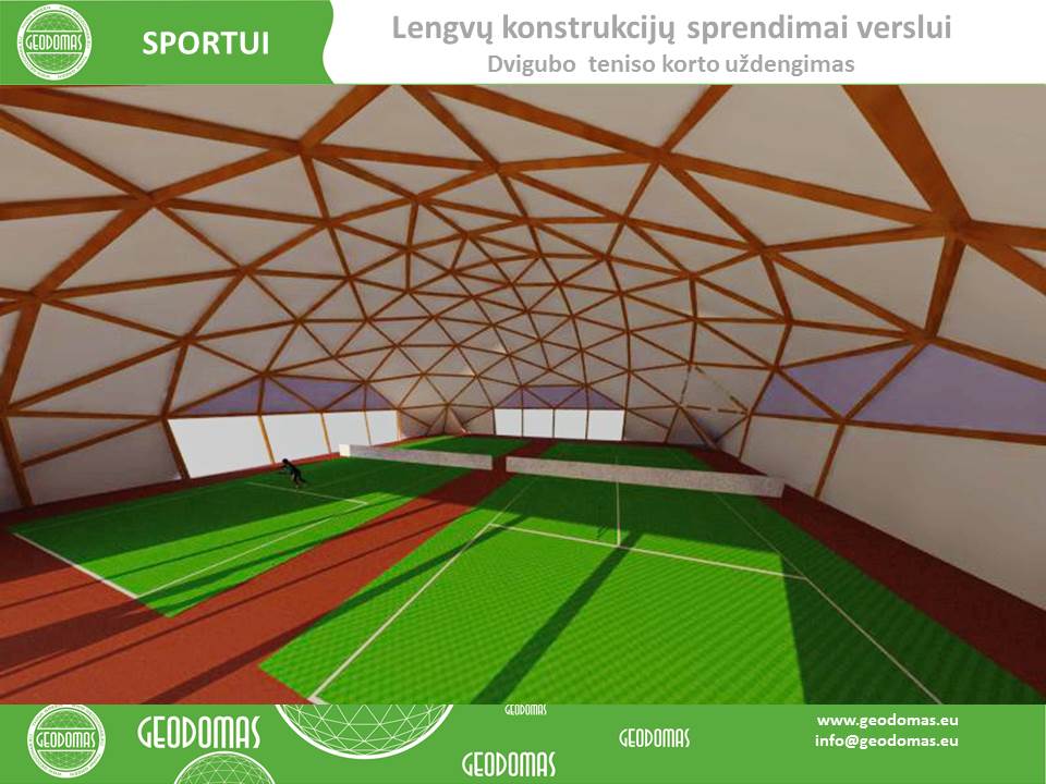 648m2 Teniso Aikštelės Kupolinė Stoginė 36x18x7,4m | Kupolai kortų uždengimui