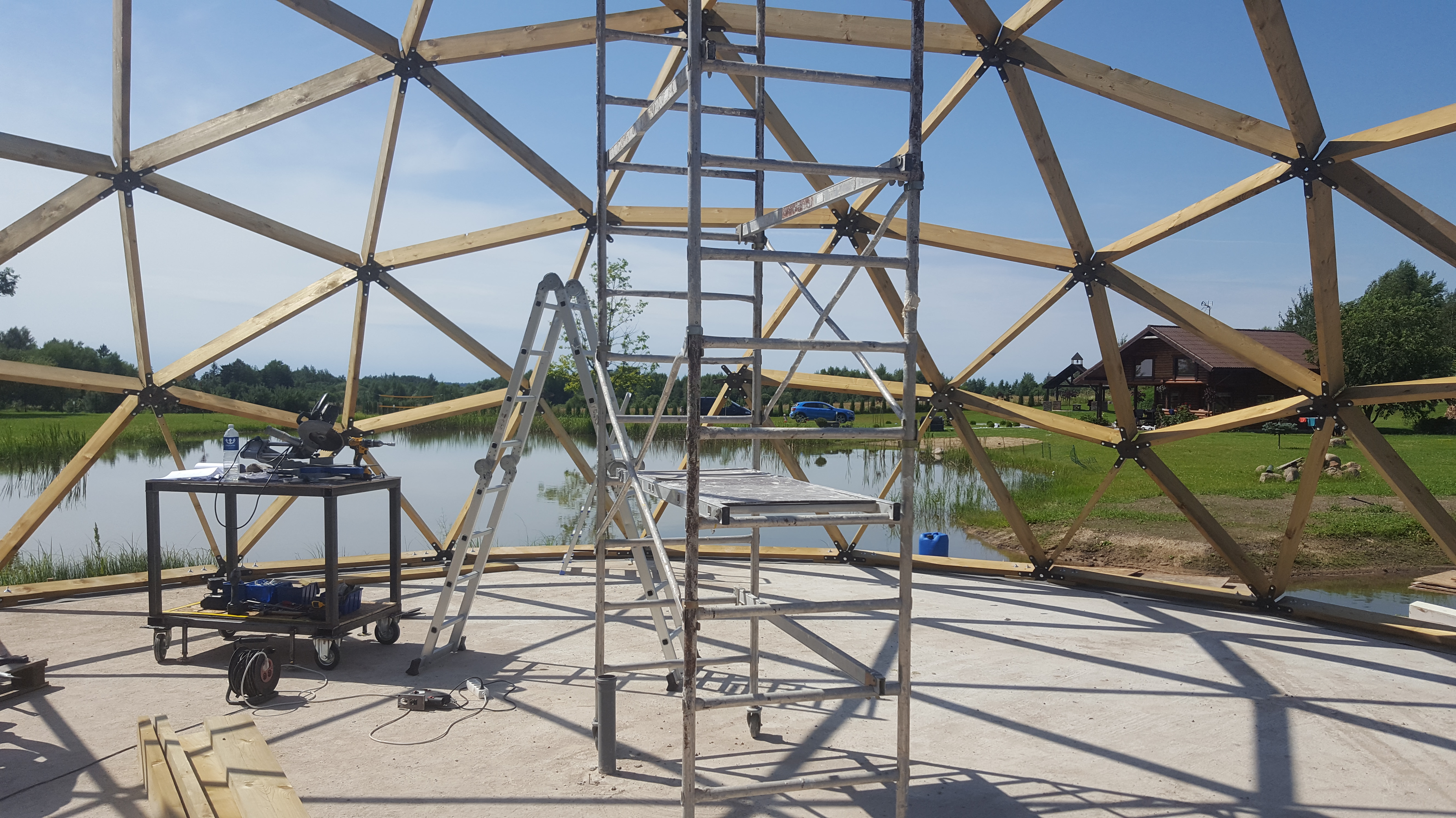153m2 Svečių Namas Su Pirtimi Kupolas Ø12m | Ūkio sodyba, Širvintų r.
