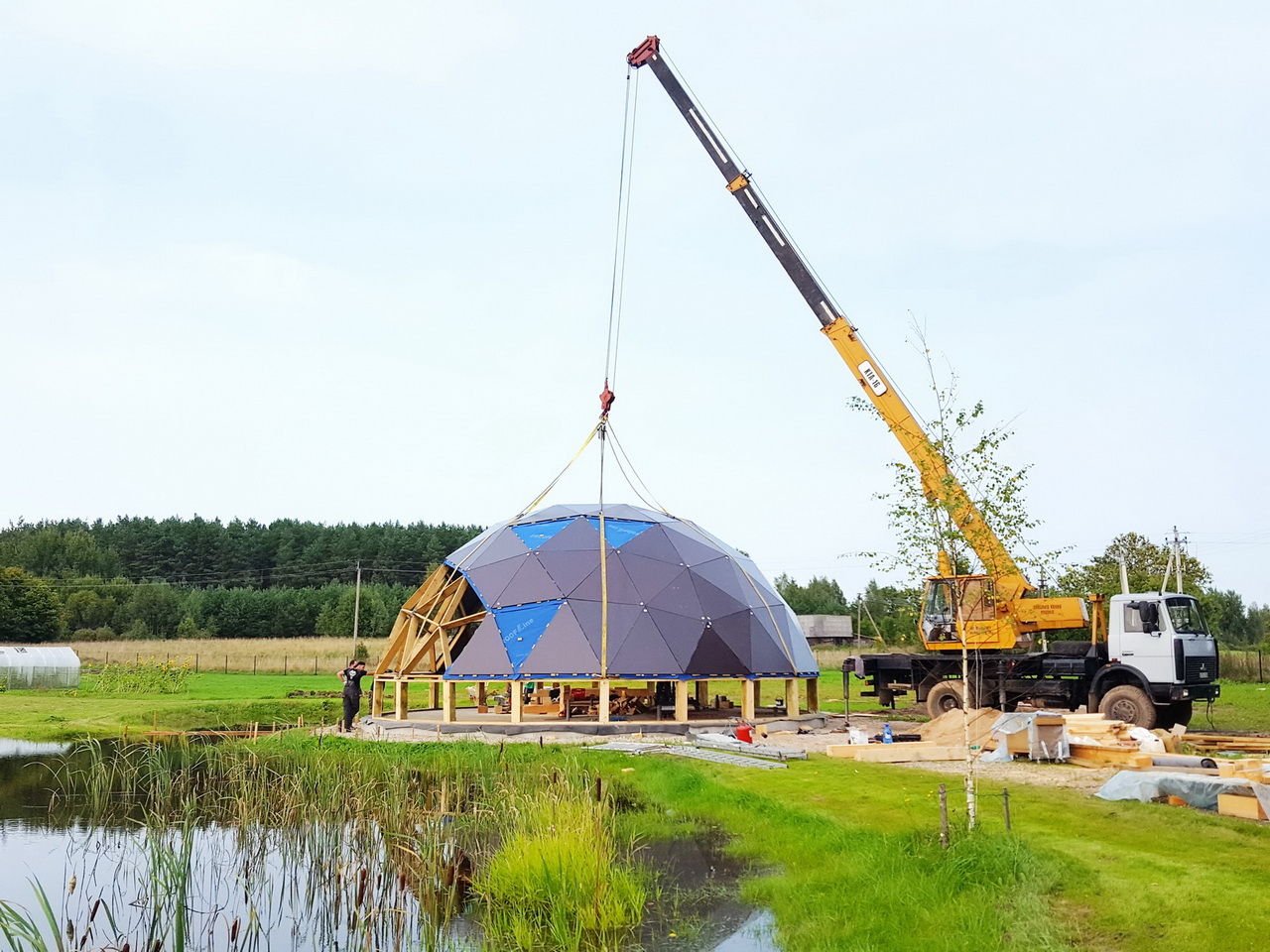 153m2 Svečių Namas Su Pirtimi Kupolas Ø12m | Ūkio sodyba, Širvintų r.