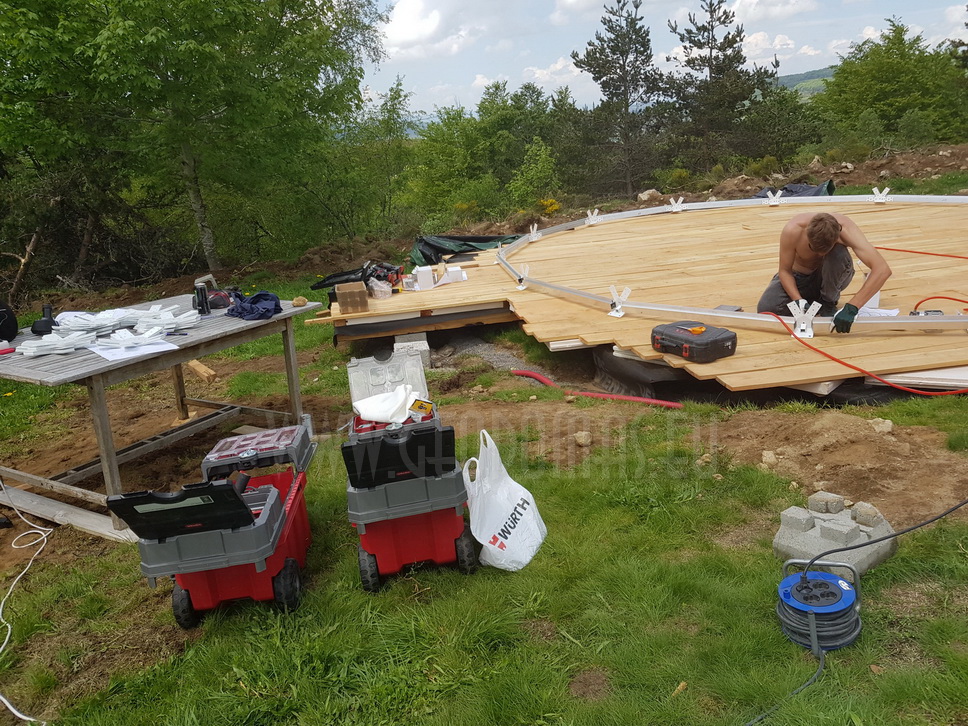 30m2 Ø6m Mobilus Namelis | Apšiltintas kupolas su stiklofasadu