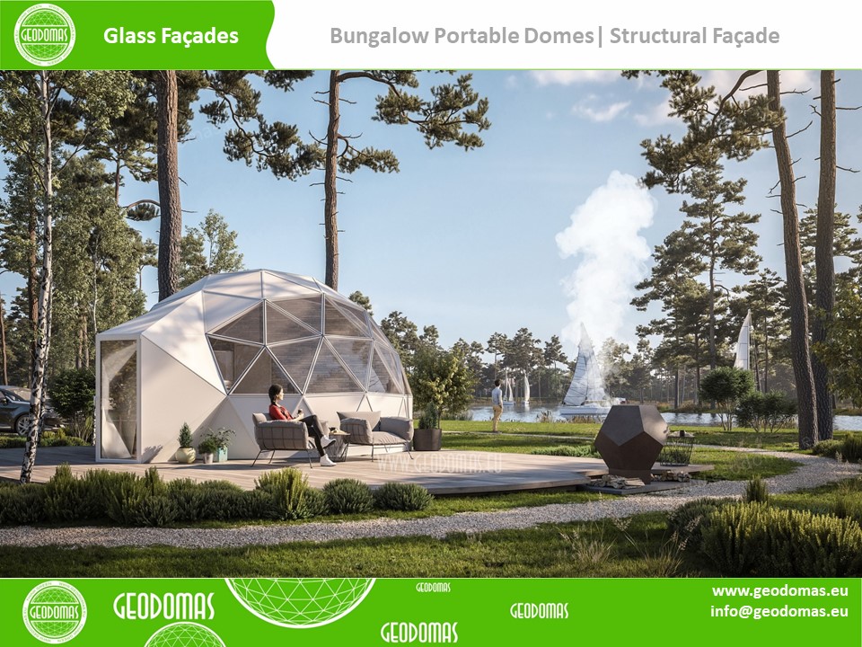 30m2 Ø6m Mobilus Namelis | Apšiltintas kupolas su stiklofasadu