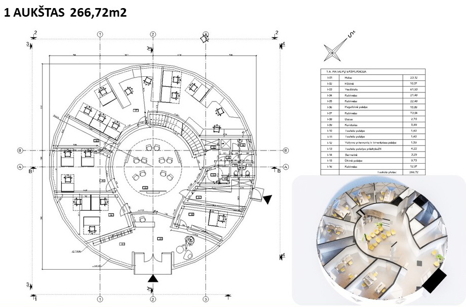 460m² A+ Energijos Efektyvumo Biurų Pastatas Ø20m | Nuo Vizijos iki Statybos Projekto