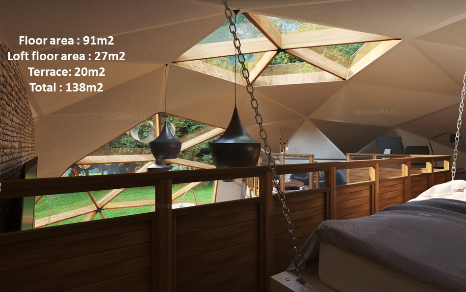 138m2 Family Geodesic House Ø12m