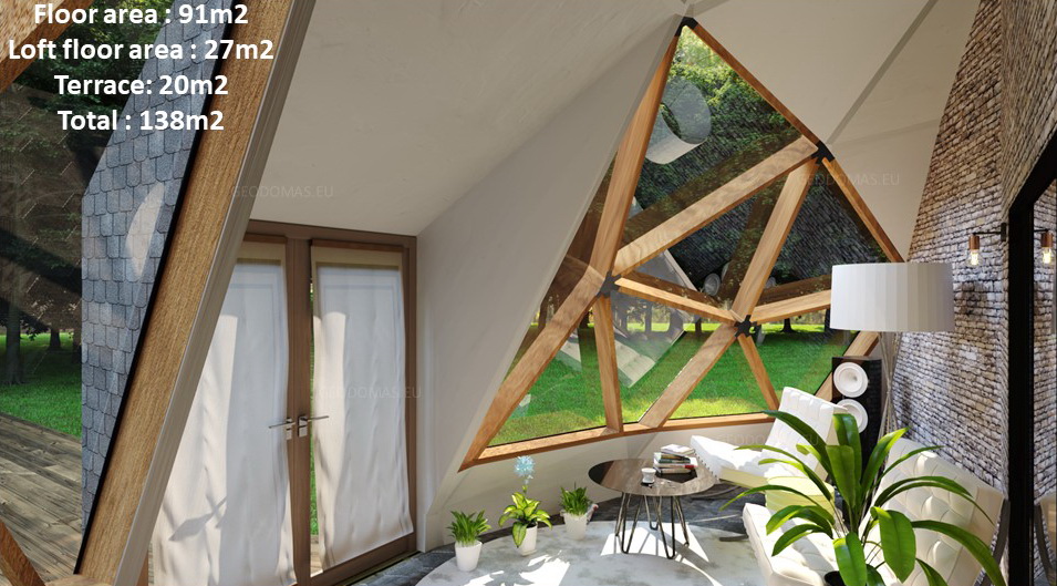 138m2 Family Geodesic House Ø12m