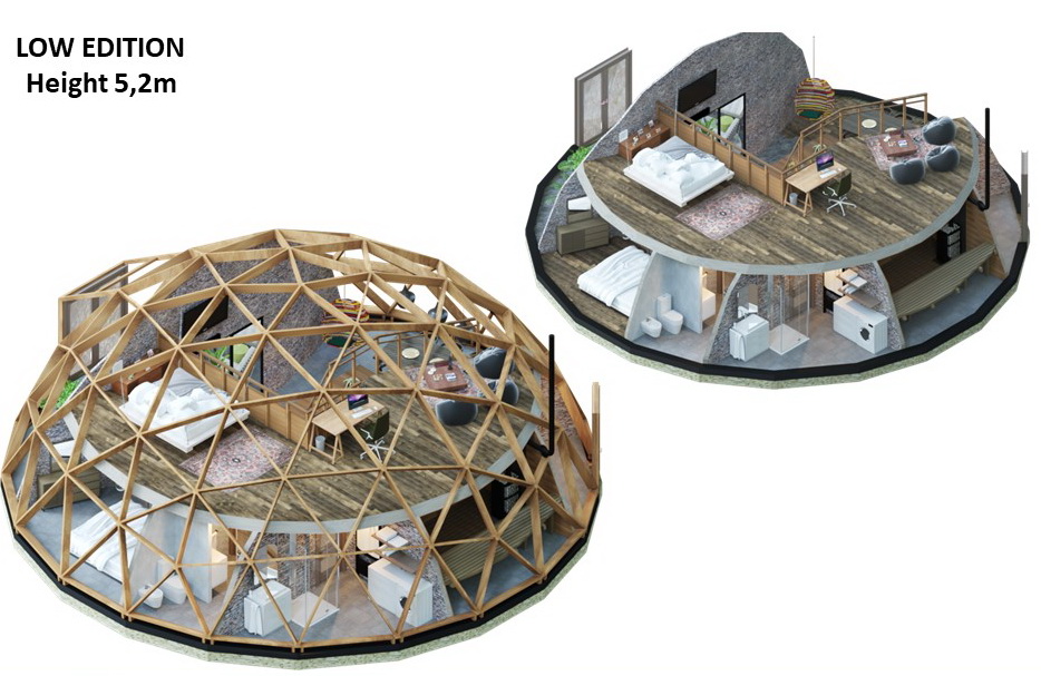 138m2 Family Geodesic House Ø12m