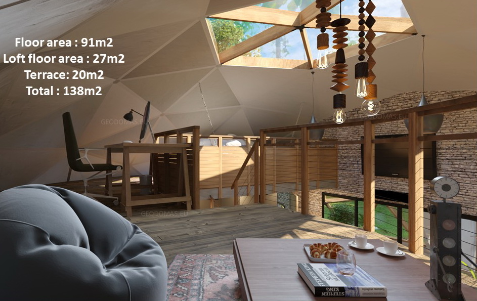 138m2 Family Geodesic House Ø12m