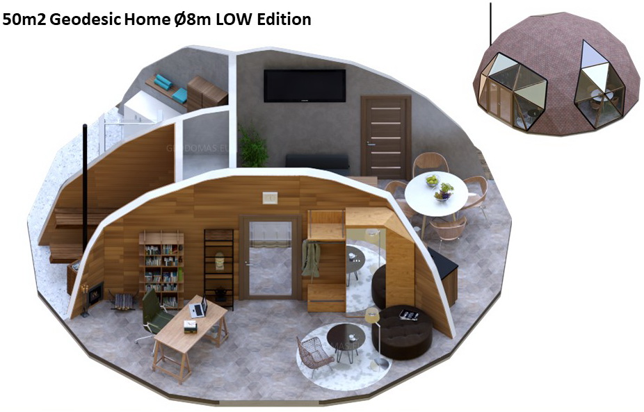 50m2 Geodesic Home Ø8m LOW Edition | Dome Building Kit’s