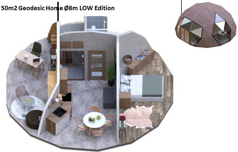 50m2 Geodesic Home Ø8m LOW Edition | Dome Building Kit’s