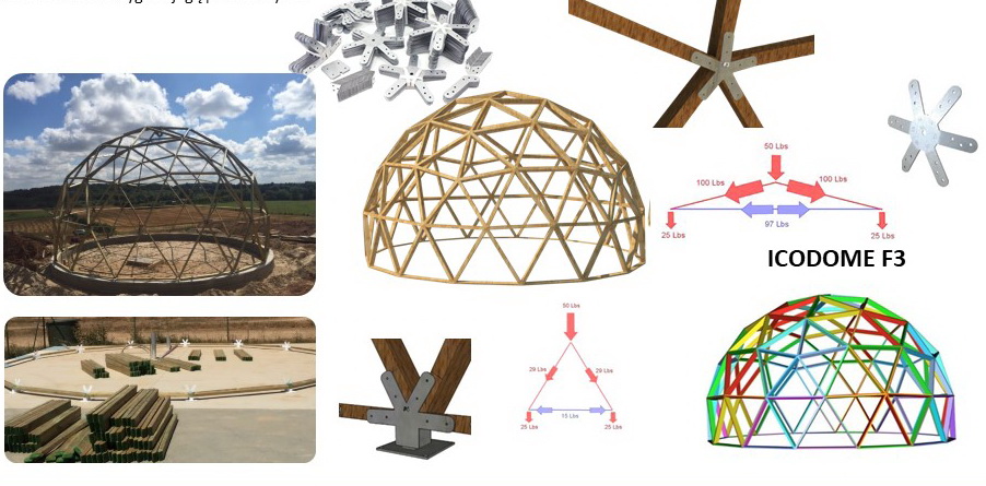 20m2 Sauna Dome Ø5m Geodesic Wooden Dome Height 3,5m