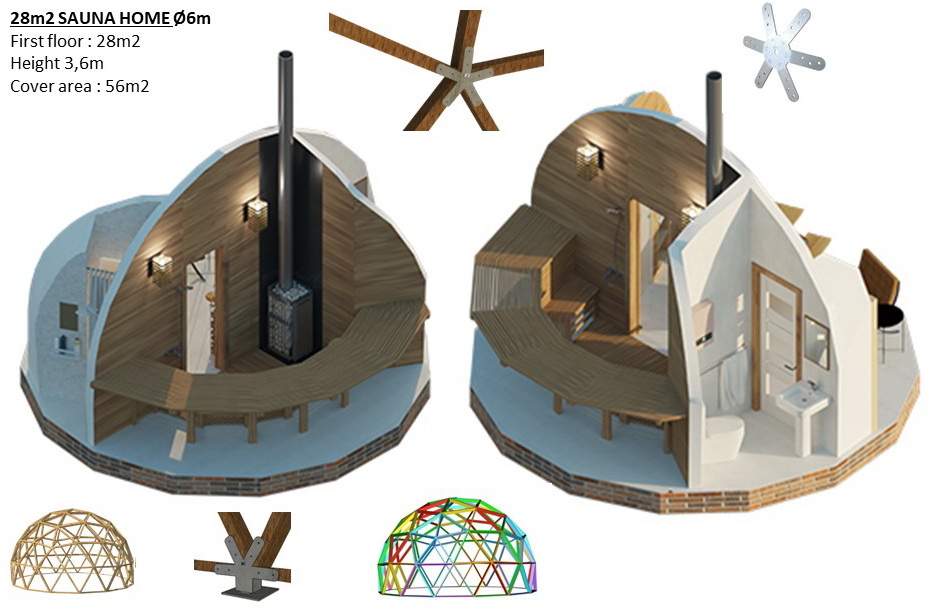 28m2 HOME-SAUNA KIT Ø6m F4 H3,65m