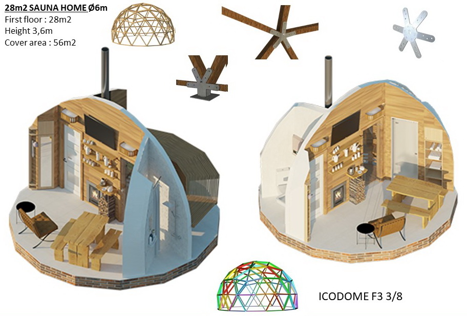 28m2 HOME-SAUNA KIT Ø6m F4 H3,65m