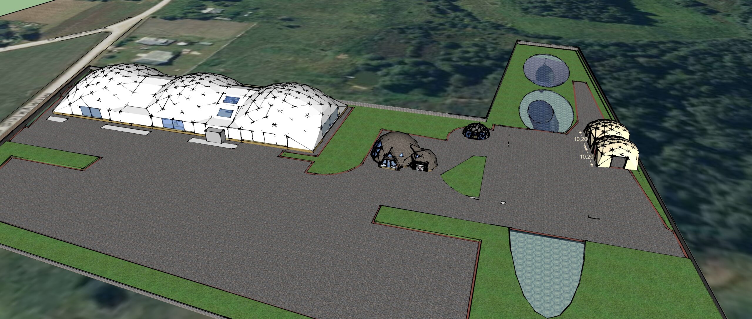 2700m2 Fishing Production Workshop 90x30x7m | Glamping Domes