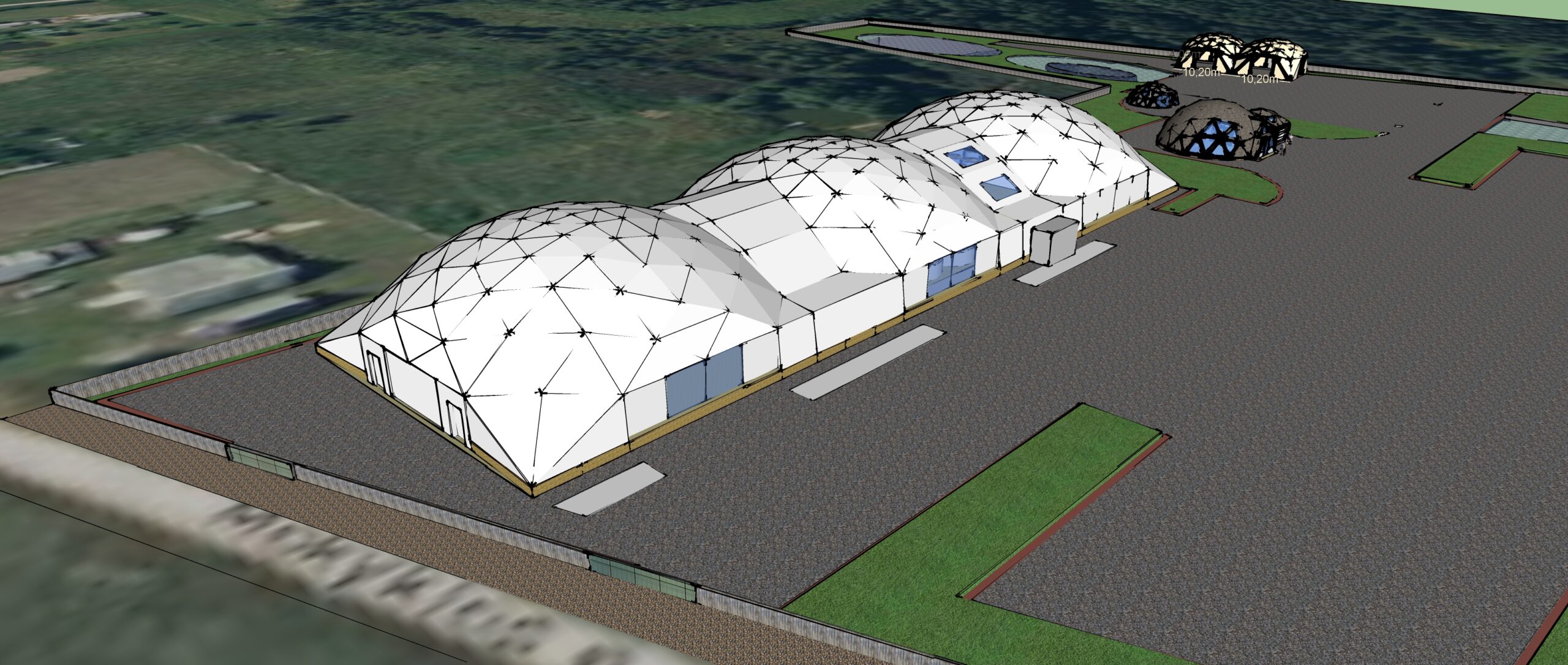 2700m2 Fishing Production Workshop 90x30x7m | Glamping Domes