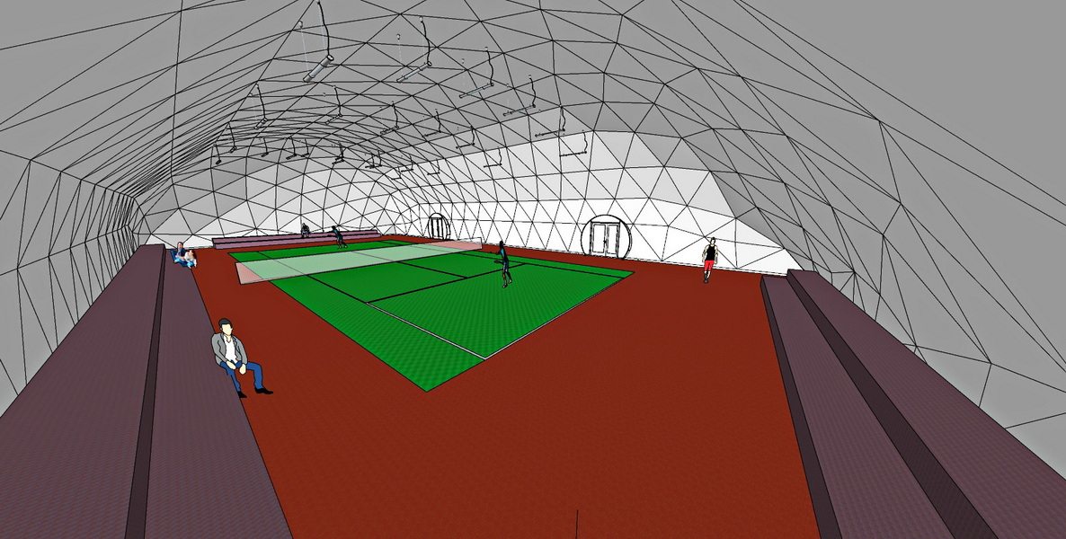 648m2 Teniso Aikštelės Kupolinė Stoginė 36x18x7,4m | Kupolai kortų uždengimui