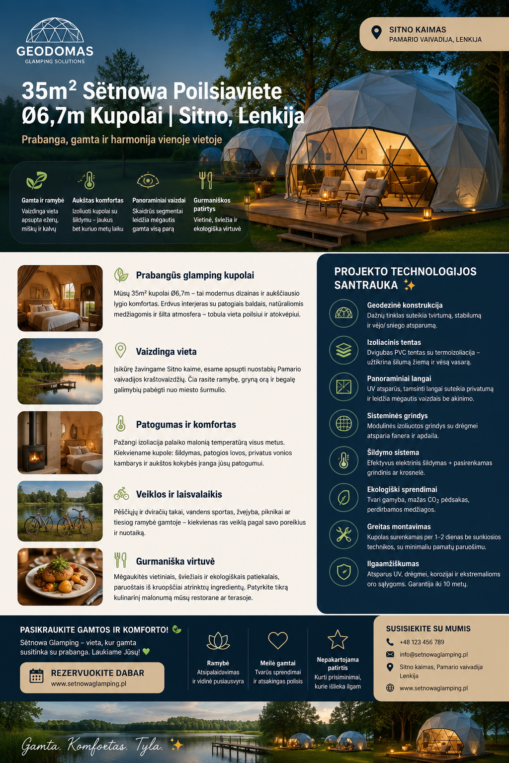 Glamping Apšiltinti kupolai | Privačiam ir Verslo Sektoriui | Daugiasluoksnė Membraninė Sieną | Naujovė !!!