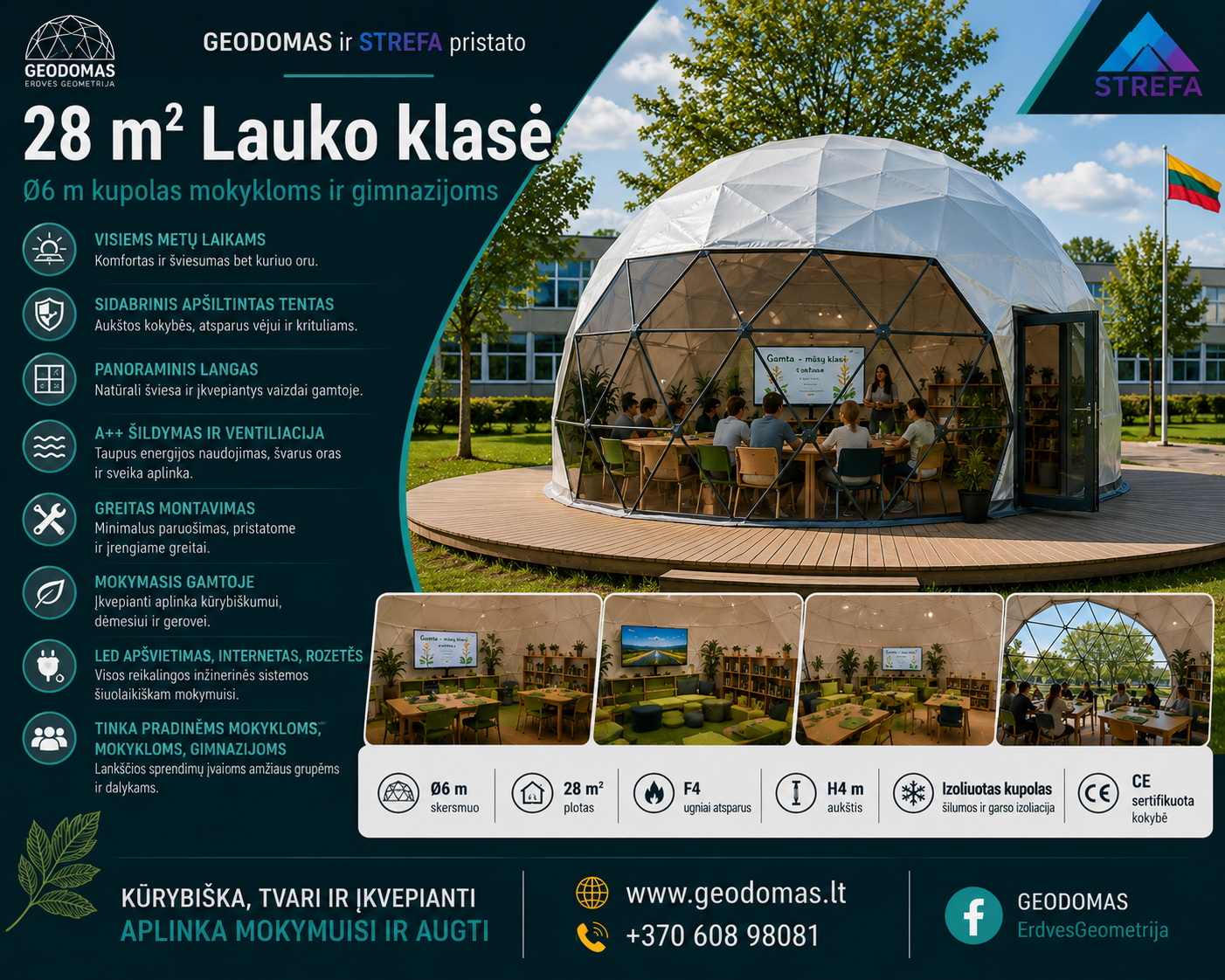 Lauko Klasės Kupolai | Trijų Sluoksnių Sienos Konstrukciją | Visų Sezonų | Apšiltintas